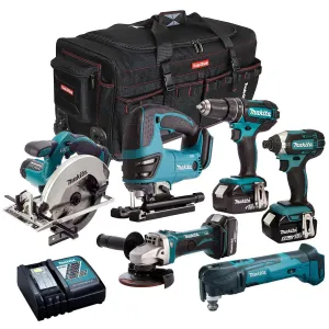 Makita 18V 6 Piece Tool Kit with 3 x 5.0Ah Batteries & Charger T4TKIT-3552