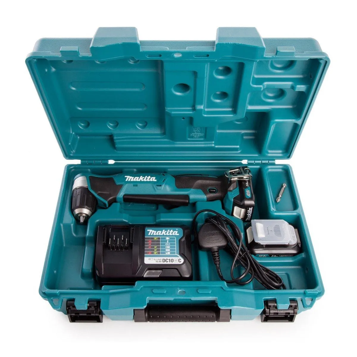 Makita DA333DWAE 12V max CXT Angle Drill With 2 x 2.0Ah Batteries. Charger & Carrying Case