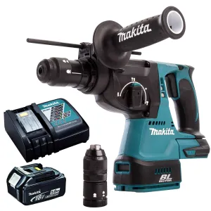 Makita DHR243Z 18V LXT Brushless 24mm SDS  Rotary Hammer Drill With 1 x 5.0Ah Battery & Charger