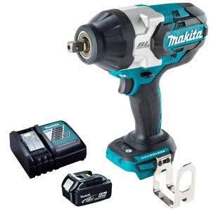 Makita DTW1004Z 18V Brushless 1/2 Impact Wrench with 1 x 5.0Ah Battery & Charger