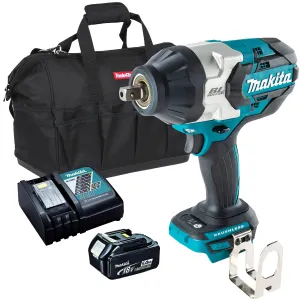 Makita DTW1004Z 18V Brushless 1/2 Impact Wrench with 1 x 5.0Ah Battery Charger & Bag