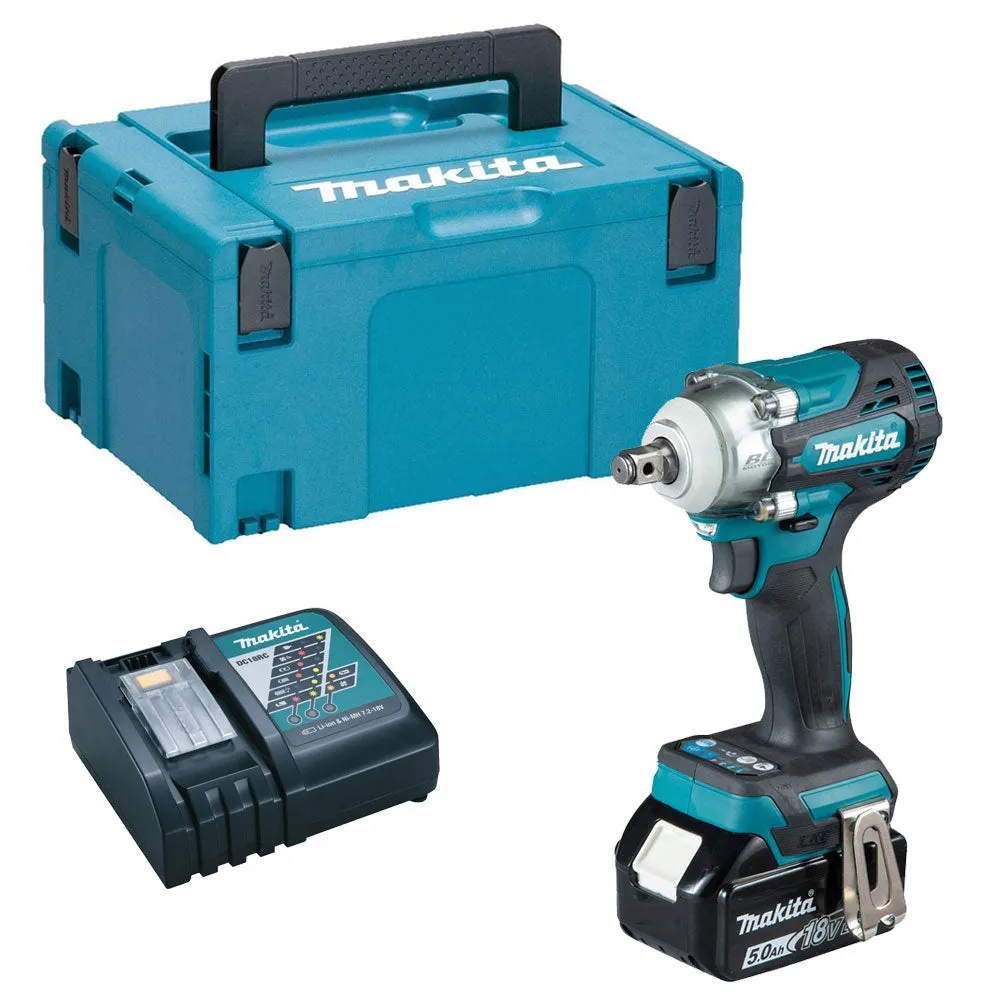 Makita DTW300Z 18V 1/2 Brushless Impact Wrench with 1 x 5.0Ah Battery Charger & Type 3 Case