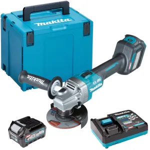 Makita GA022GZ01 40Vmax Brushless 115mm Angle Grinder With 1 x 2.5Ah Battery. Charger & Case