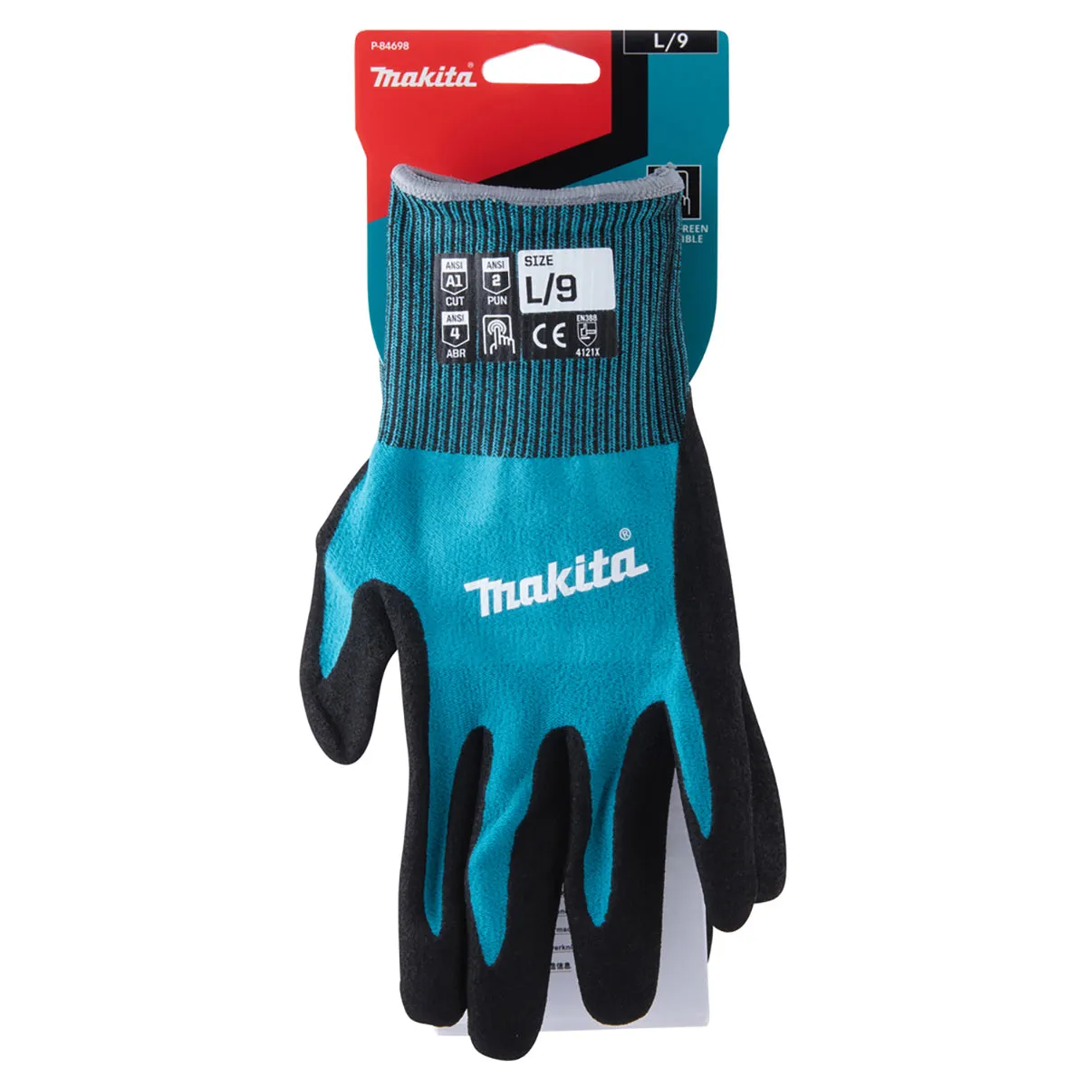 Makita P-84698 Fitknit Cut Level 1 Nitrile Coated Dipped Gloves Size Large