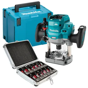 Makita RP001GZ02 40V XGT Brushless 1/2 Router with 12 Piece Cutter Set & Case