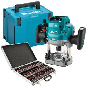 Makita RP001GZ02 40V XGT Brushless 1/2 Router with 35 Piece Cutter Set & Case