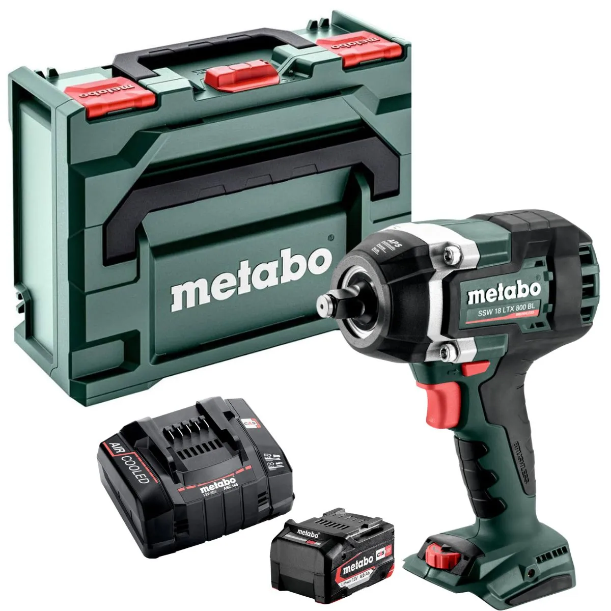 Metabo SSW 18 LTX 800 BL 18V Brushless 1/2 Impact Wrench with 1 x 4.0Ah Battery Charger & Metabox