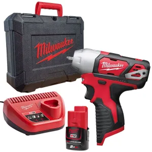 Milwaukee M12BIW14-0C 12V Sub Compact 1/4 Impact Wrench with 1 x 2.0Ah Battery Charger & Case