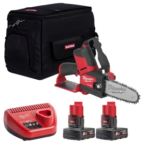 Milwaukee M12FHS-602X 12V 6 FUEL Brushless Hatchet Pruning Saw with 2 x 6.0Ah Batteries. Charger & Tool Bag