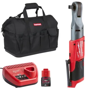 Milwaukee M12FIR12-0 12V Impact Ratchet FUEL Sub-Compact 1/2 with 1 x 2.0Ah Battery Charger & Bag