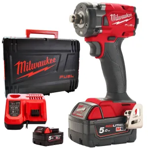 Milwaukee M18FIW2F38-502X 18V FUEL Friction Ring Impact Wrench 3/8 with 2 x 5.0AH Batteries & Charger in Case 4933478652