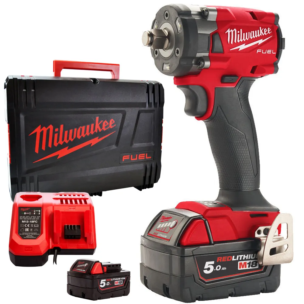 Milwaukee M18FIW2F38-502X 18V FUEL Friction Ring Impact Wrench 3/8 with 2 x 5.0AH Batteries & Charger in Case 4933478652