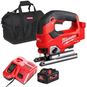 Milwaukee M18FJS-0 18V Brushless Fuel Top Handle Jigsaw with 1 x 5.5Ah Battery Charger & Bag