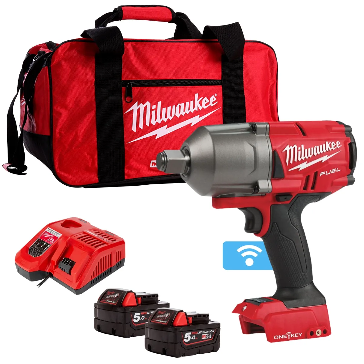 Milwaukee M18ONEFHIWF34-502B 18V FUEL 3/4 Impact Wrench with 2 x 5.0Ah Battery & Charger in Case