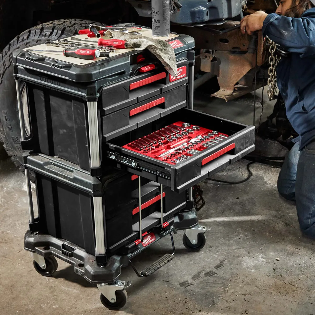 Milwaukee Packout 3 Drawer Tool Box with 4 Drawer Tool Box