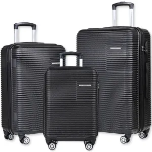 Newcom Hard Shell Trolley Suitcase 20/24/28 Set of 3 Black