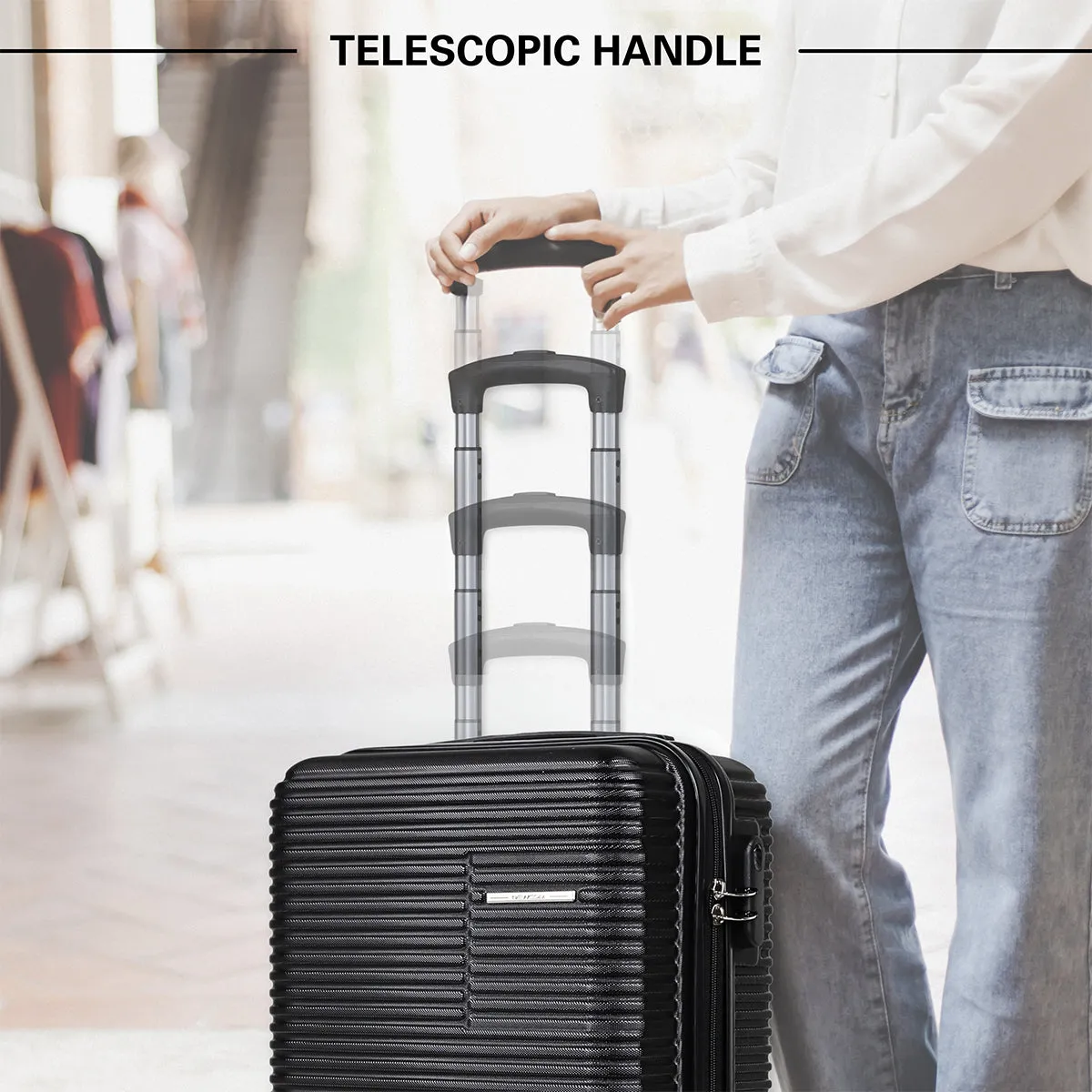 Newcom Hard Shell Trolley Suitcase 20/24/28 Set of 3 Black