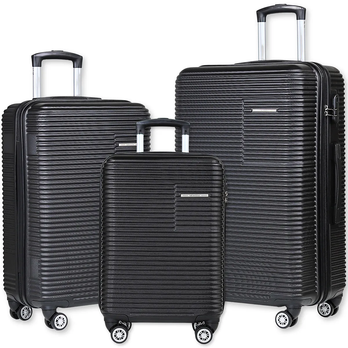 Newcom Hard Shell Trolley Suitcase 20/24/28 Set of 3 Black