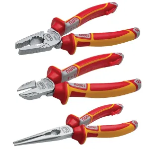 NWS NW782-3K VDE Sidecutter. Combination Plier and Long Nose Plier Set of 3 Piece