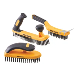 Roughneck 3 Piece Heavy Duty. Durable Wire Brush Set Cleaning Tools for Tough Jobs XMS24WBRUSH