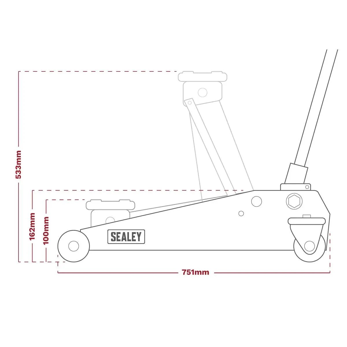 Sealey 4040AB Trolley Jack 4tonne Rocket Lift Black