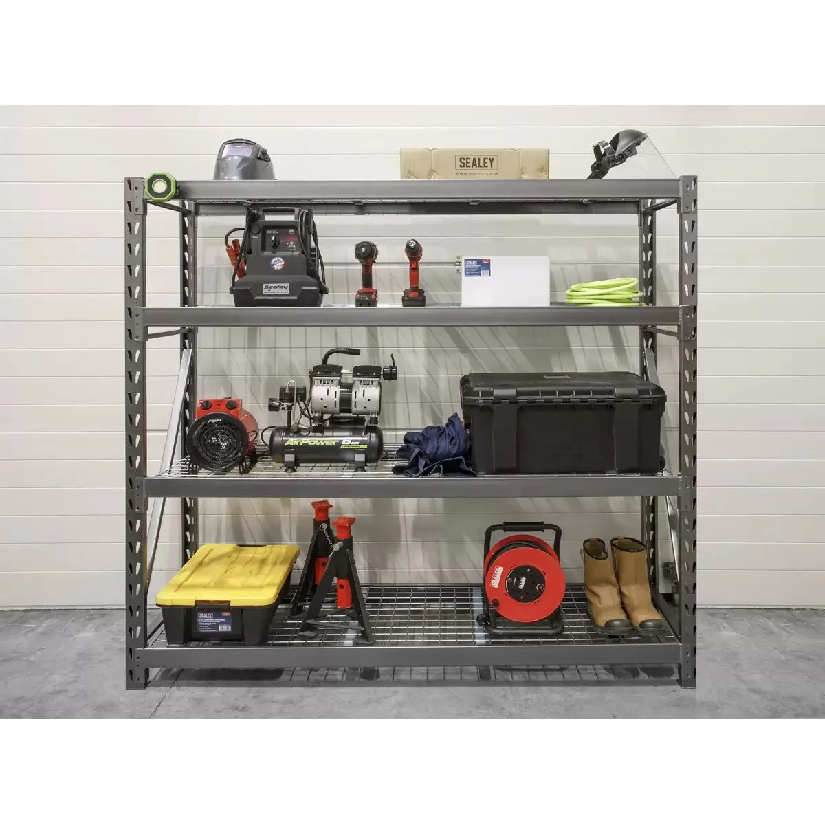 Sealey AP6572 Heavy-Duty Racking Unit with 4 Mesh Shelves 640kg Capacity Per Level