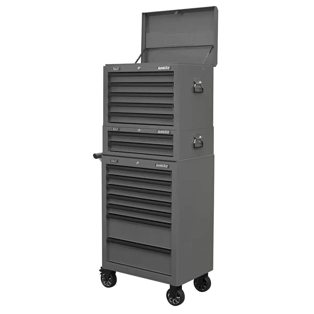 Sealey APSTACKTGR Top chest Roll cab Combination 14 Drawer with Ball-Bearing Slides Grey