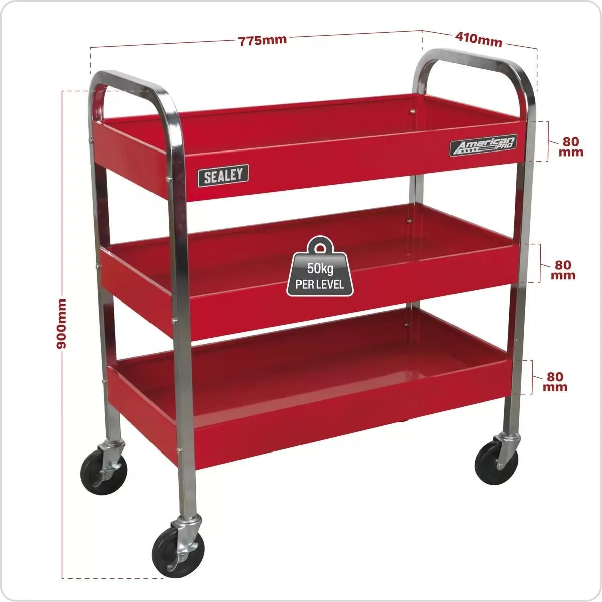 Sealey CX103 3-Level Heavy-Duty Trolley