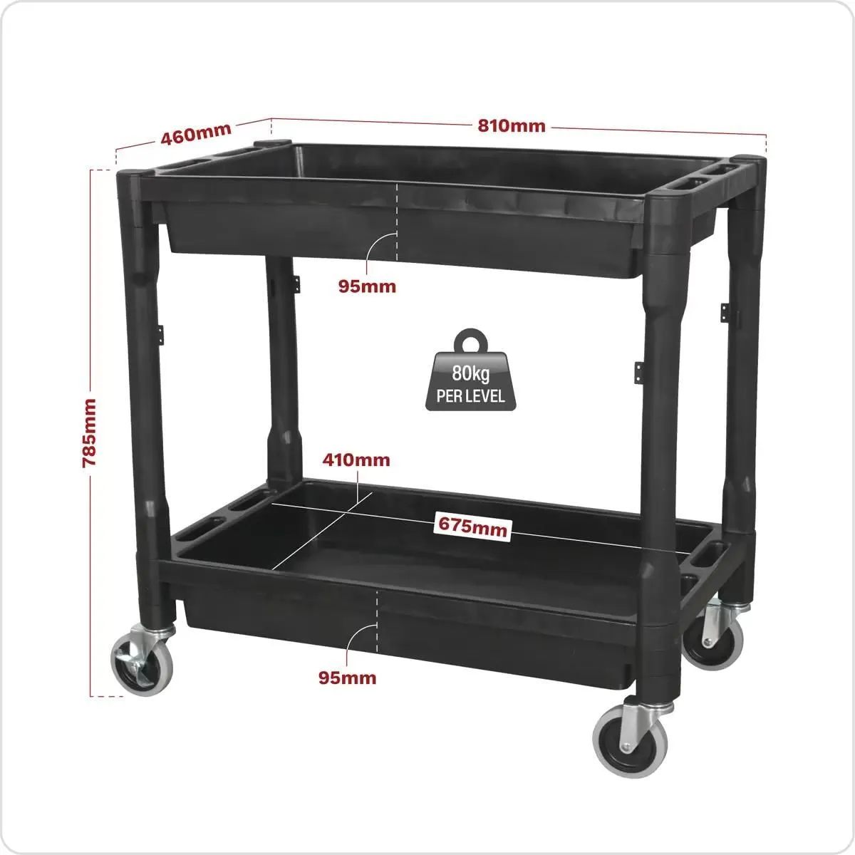 Sealey CX204 2-Level Composite Heavy-Duty Trolley
