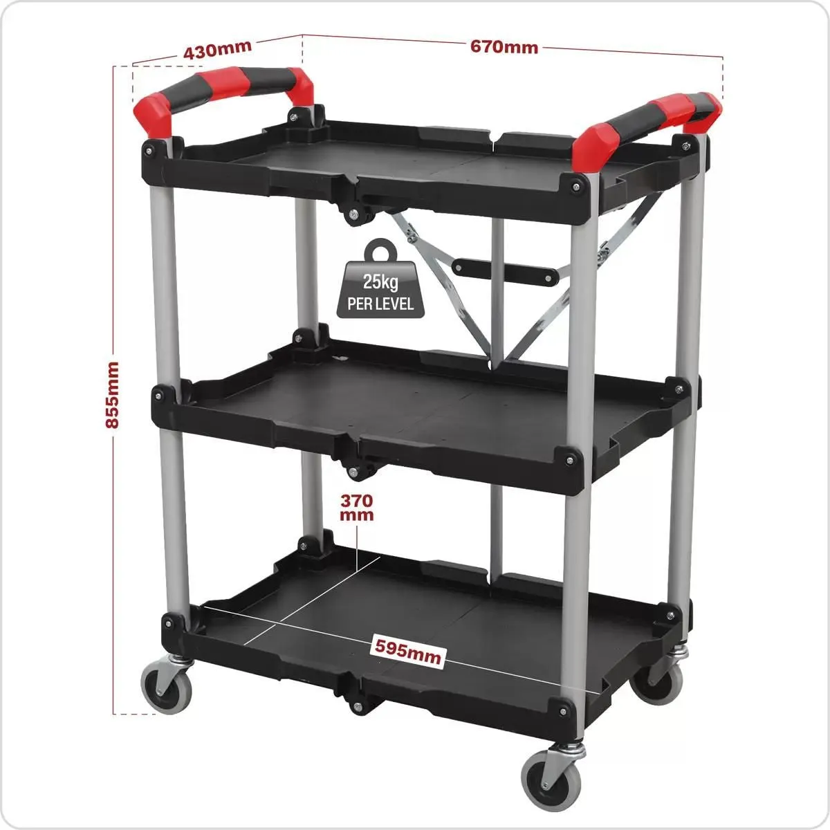 Sealey CX314 Folding Workshop Trolley 3 Level
