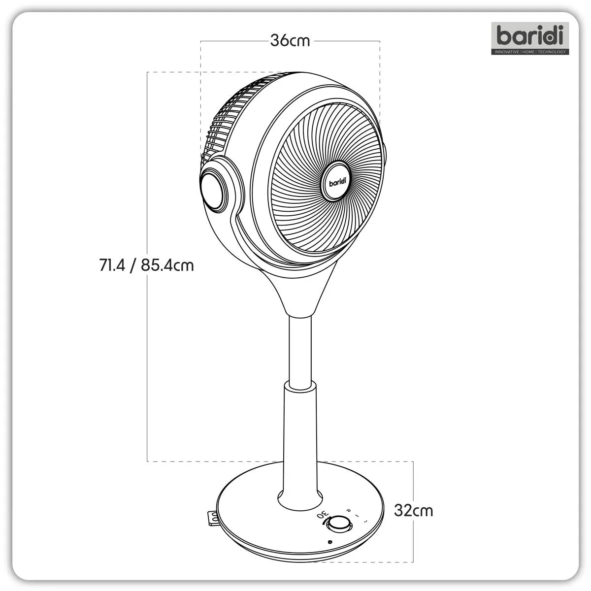 Sealey DH143 Baridi Pedestal Fan with Remote Control 10 Black 230V