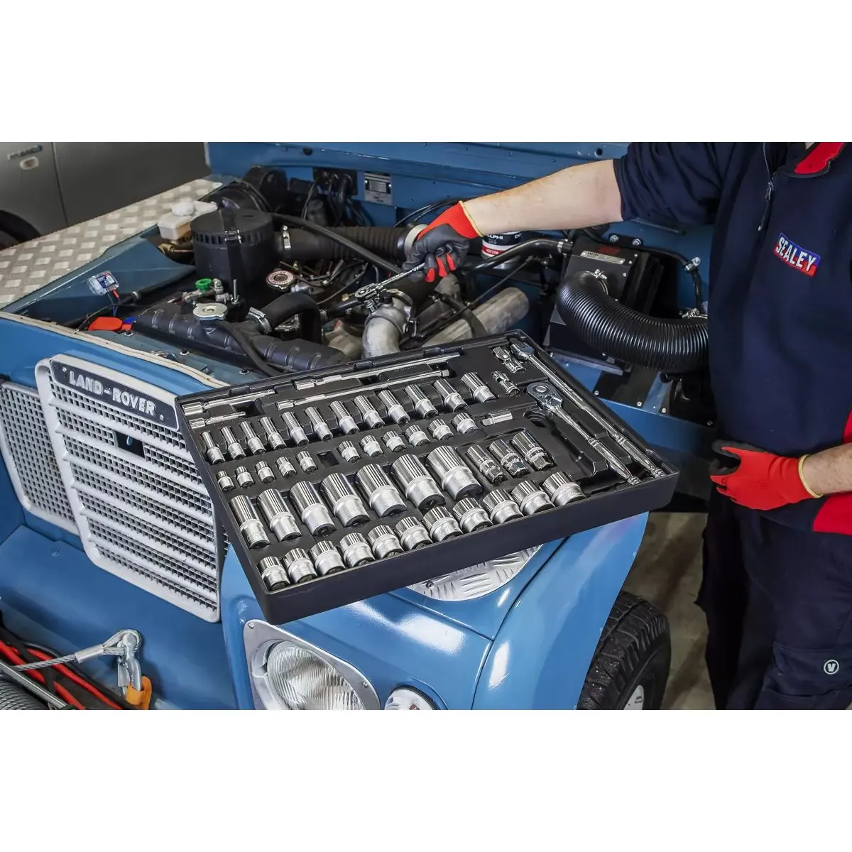 Sealey TBT31 Tool Tray with Socket Set 55pc 3/8in and 1/2inSq Drive