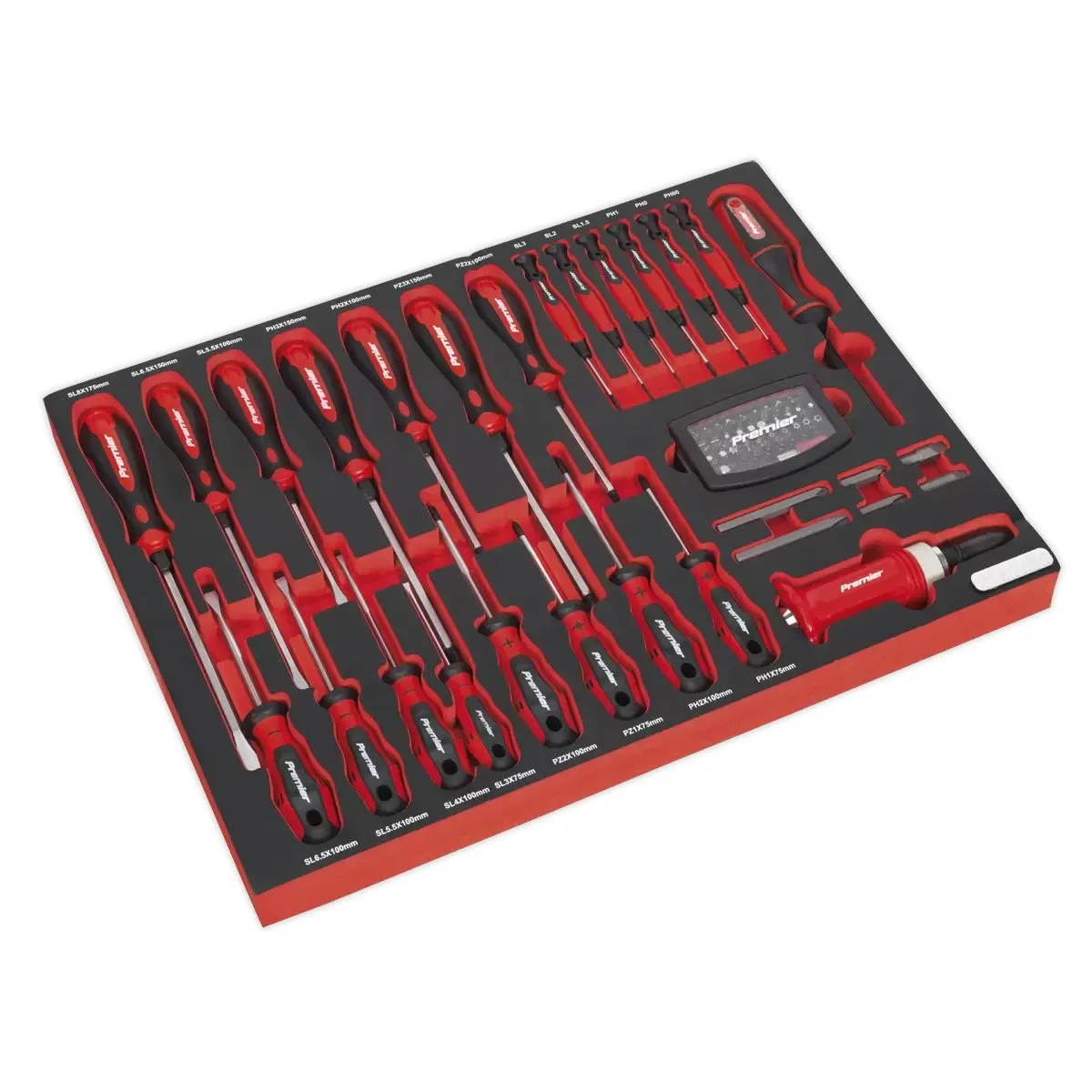Sealey TBTPCOMBO2 Tool Chest Combination 14 Drawer with Ball Bearing Slides Black & 446pc Tool Kit
