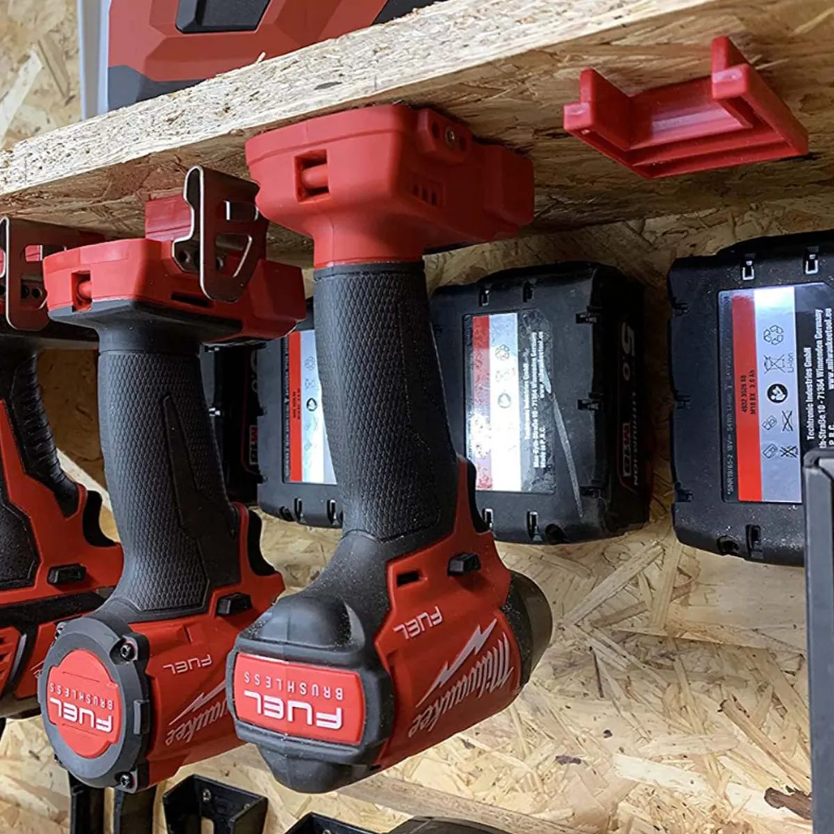 StealthMounts RED Tool Mounts for Milwaukee M18 Tools Pack Of 4 SMT-TM-MW18-RED