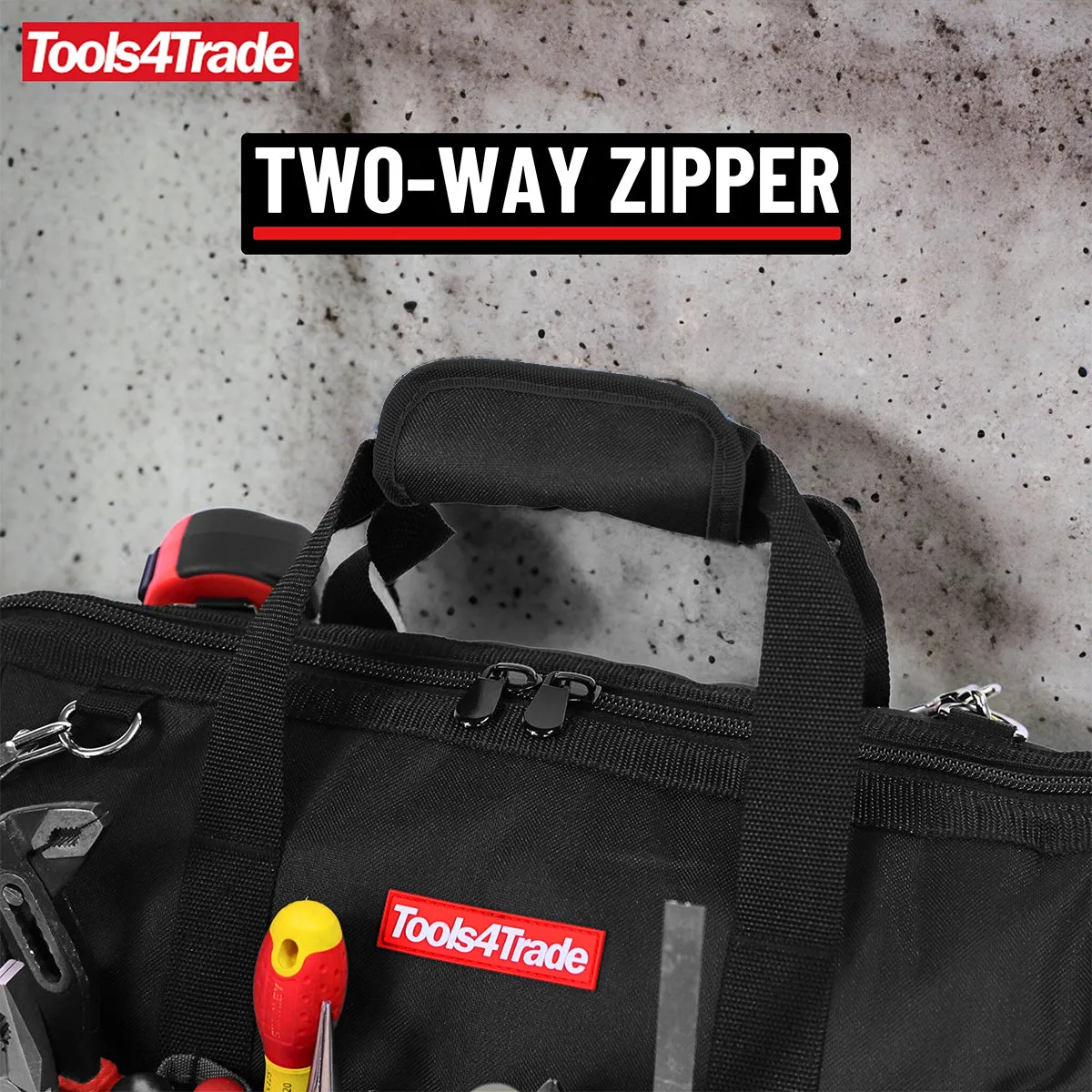 Tools4Trade 18 (45cm) Tool Bag with Multi-Pockets & Hard Base - Black