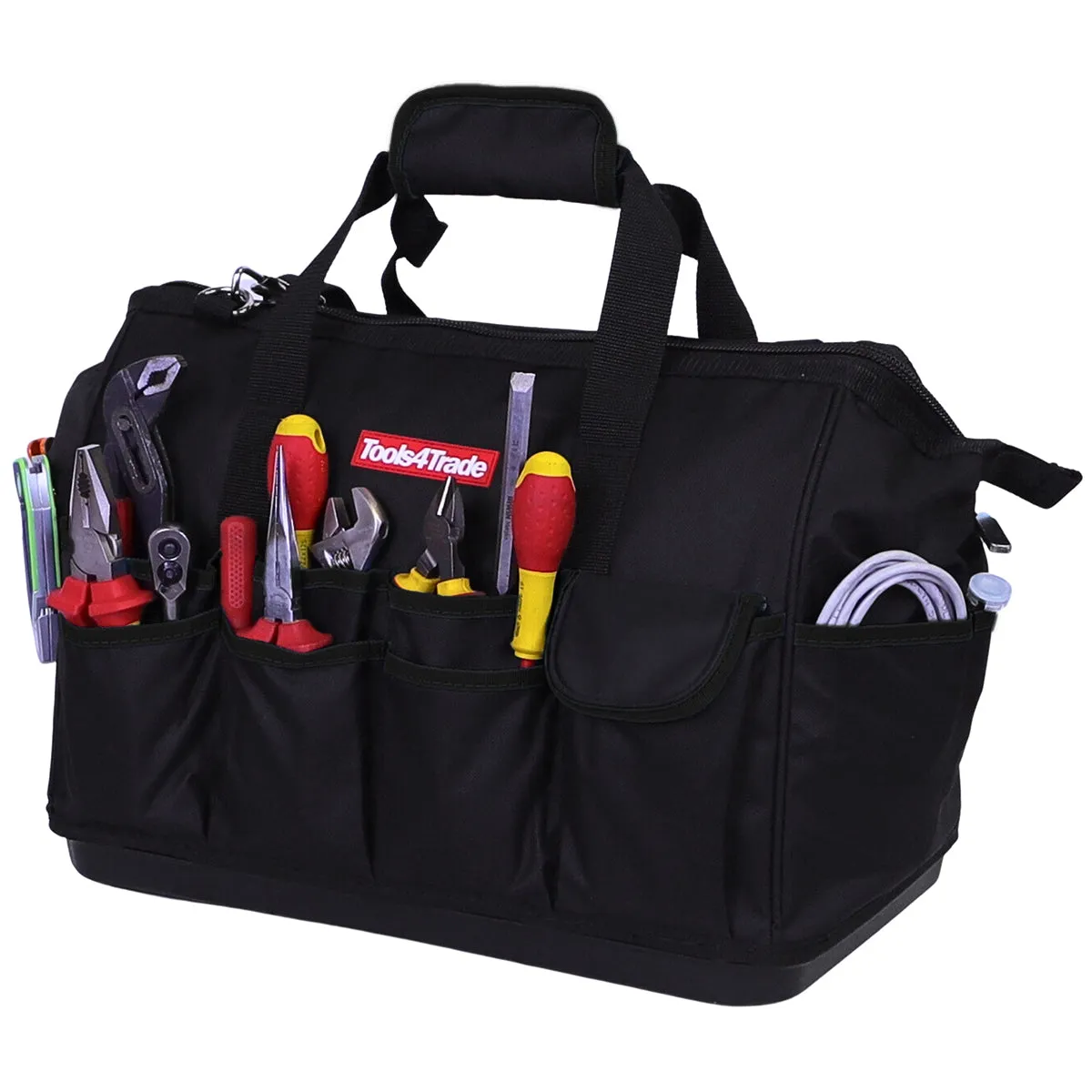 Tools4Trade 18 (45cm) Tool Bag with Multi-Pockets & Hard Base - Black