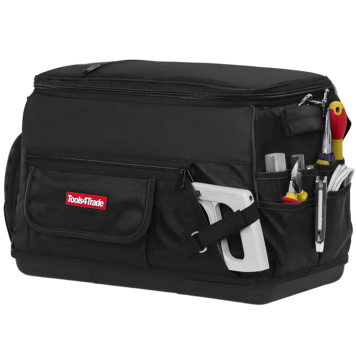 Tools4Trade 20 (50cm) Heavy-Duty Tool Bag with Multi-Pockets & Hard Base - Black