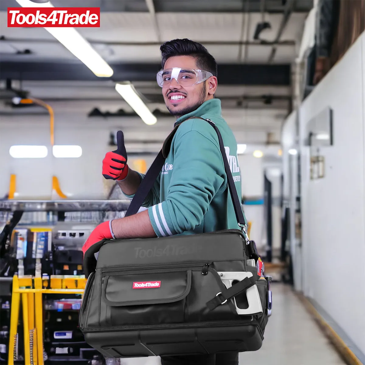 Tools4Trade 20 (50cm) Heavy-Duty Tool Bag with Multi-Pockets & Hard Base - Black