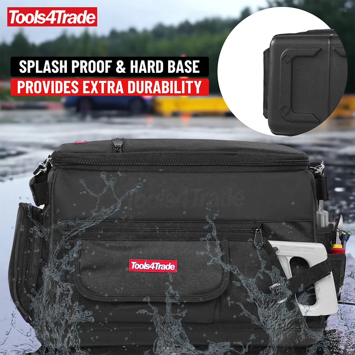 Tools4Trade 20 (50cm) Heavy-Duty Tool Bag with Multi-Pockets & Hard Base - Black