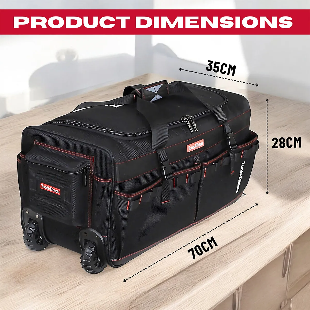 Tools4Trade 26 Heavy Duty Tool Bag with Wheels Black