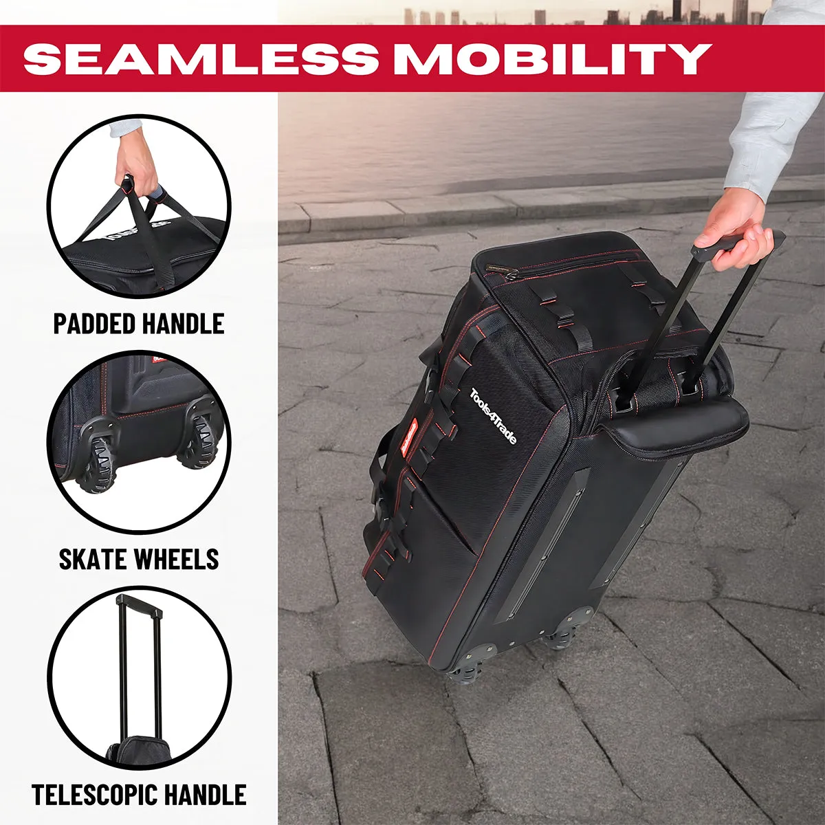 Tools4Trade 26 Heavy Duty Tool Bag with Wheels Black