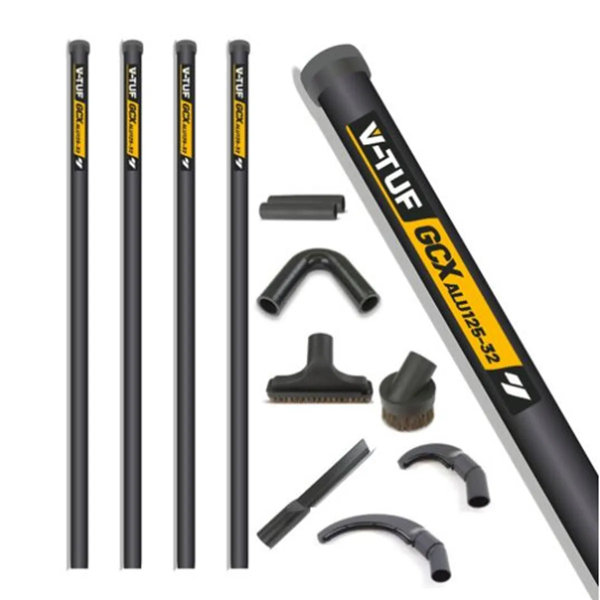 V-TUF GCX32-16PC Alu High Level Indoor & Gutter Cleaning Kit 5m Reach 32mm Poles with 2 Pipe Cleaning Tools